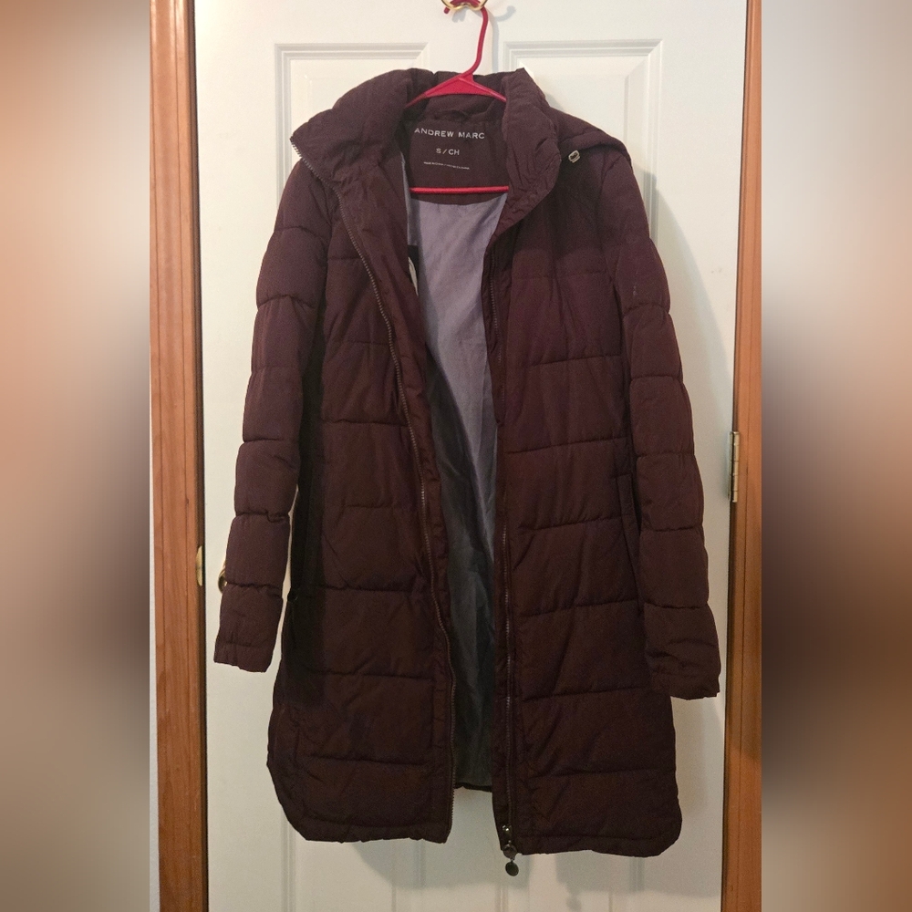 Andrew Marc Burgundy Puffer Coat